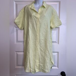 NEW! Linen/Cotton Lime Yellow Button Down Tunic Shirt Dress Sz S